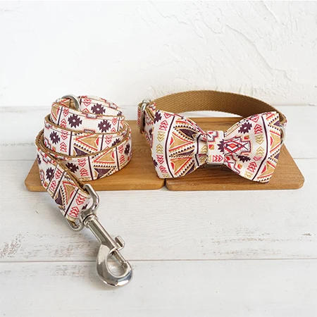 Bow Tie Collar Leash MUTTCO, розничная, высокое качество, ошейник ручной работы, индивидуальный ошейник для собак и щенков, народный коричневый ошейник для собак, 5 размеров UDC058 - Цвет: Bow Tie Collar Leash
