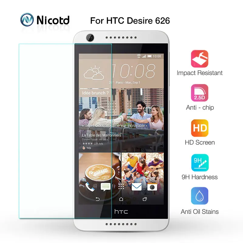 Для htc Desire 626 Dual Sim защита экрана 2.5D 9H никотд защитная пленка из закаленного стекла на 626s D626W D626n D626d 626G+ 4G
