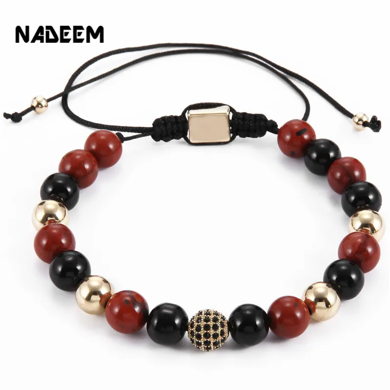 

Anil Arjandas Fleur De Lis Macrame Bracelet with Micro Pave CZ Beads Braiding Stone Bead Bracelet for Men & Women Luxury Jewelry