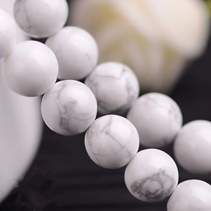 Natural Stone White Howlite Turquoises Round Loose Beads 4 6 8 10mm Spacer for Jewelry Making DIY Necklace Bracelet Finding A248 | Украшения