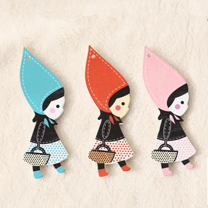 3pcs 88x42mm Wood Buttons DIY Accessories Scarf Girl Hand Painting LB20 | Дом и сад