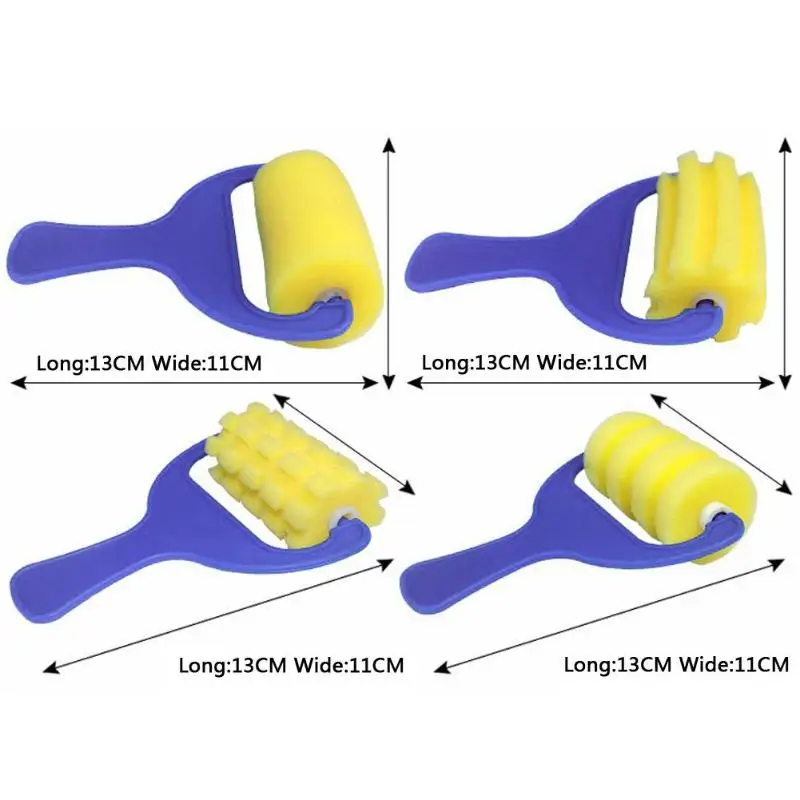 4 шт./компл. губки для рисования кистью платье в стиле «граффити» Краски ролик детские игрушки Пластик ручка прокладка для уплотнения инструменты для рисования школьные канцелярские принадлежности