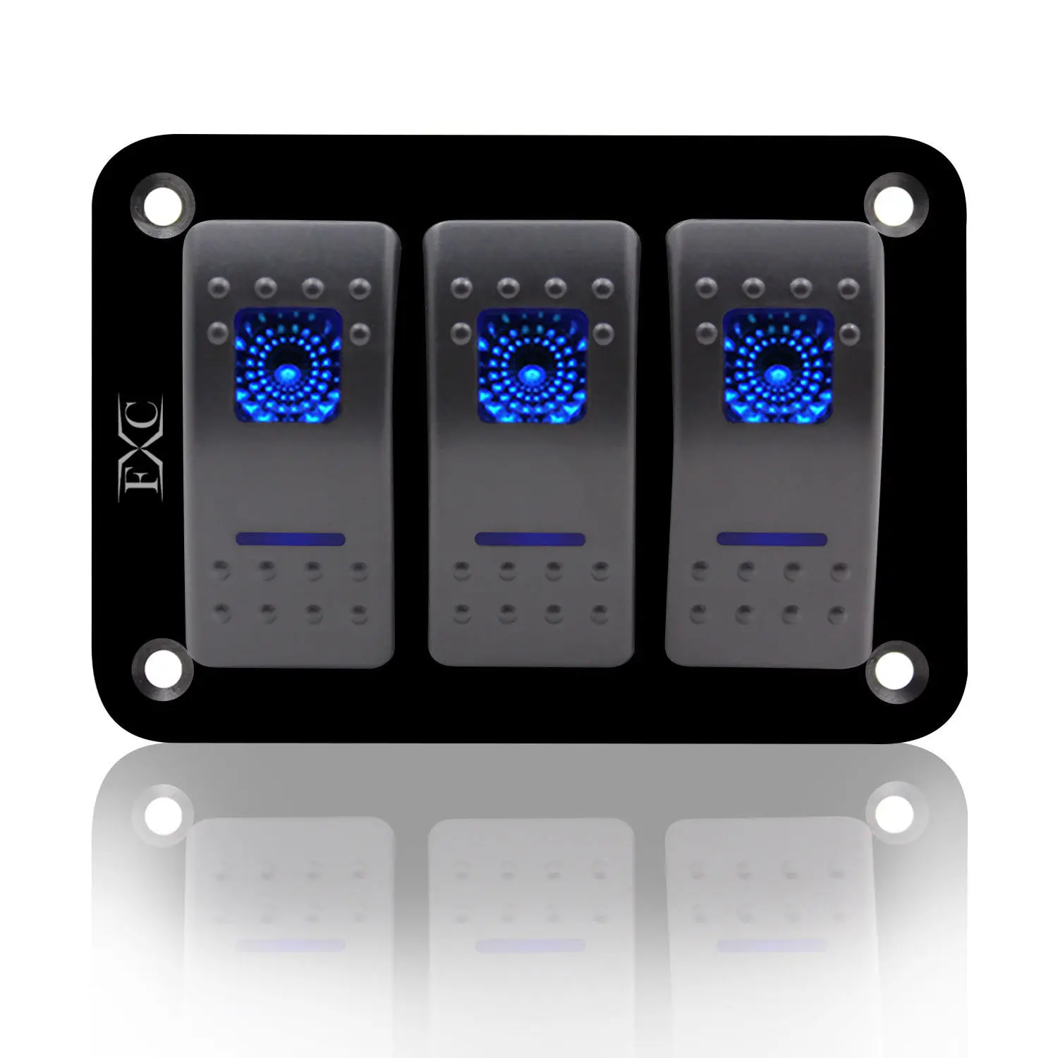 12V-24V-3-Gang-Dual-LED-Light-Rocker-Switch-Panel-Bar-Car-Caravan-Boat-Rv-Blue