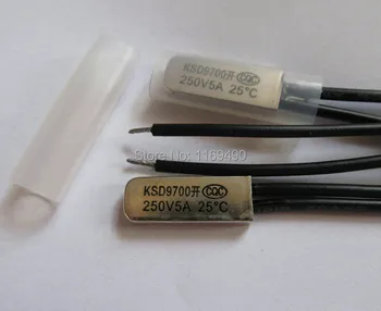 

10pcs / pack , KSD9700 25 degree / 25C NO ( Normally open ) Thermostat Temperature Thermal Protector Switch Bimetal Disc 250V 5A