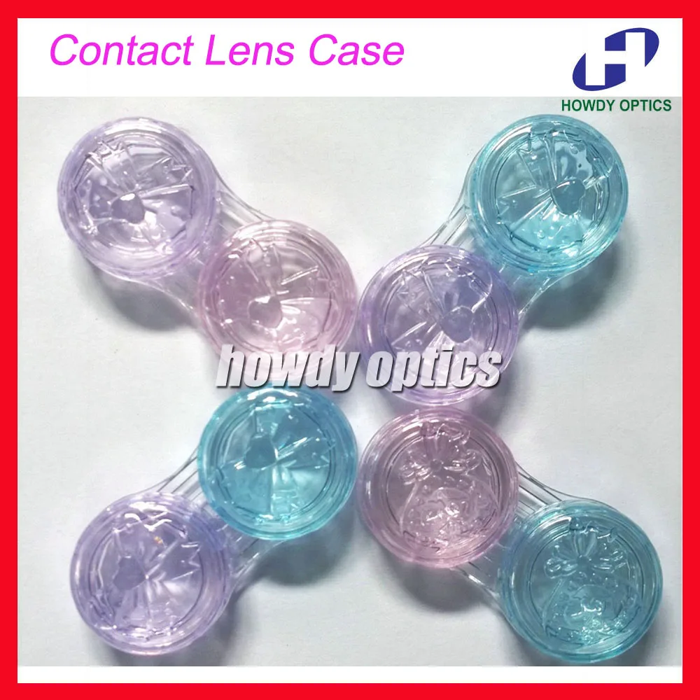 100pcs/lot Clear Contact Lenses Case Contact Lens Case Double Partner