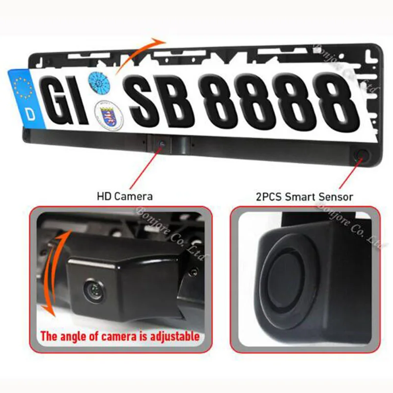 Беспроводной Новейший автомобильный датчик парковки+ HD 7 дюймов монитор заднего вида Bluetooth Mp5 FM CCD рамка номерного знака камера парктроник