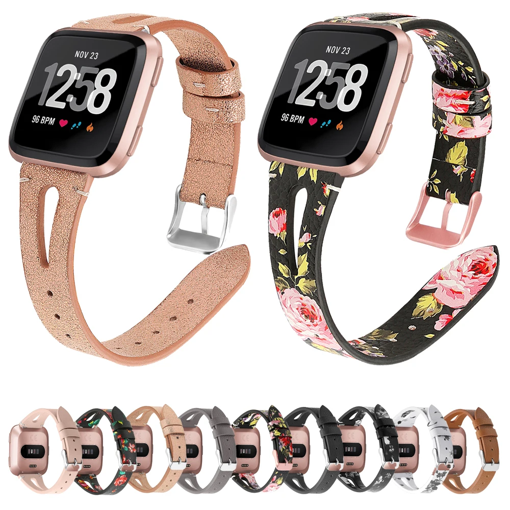 

Rose Gold for Fitbit Versa Leather Band 23mm Bands Replacment Wristband Bracelet for Fitbit Versa Strap Leather Women Men Strap