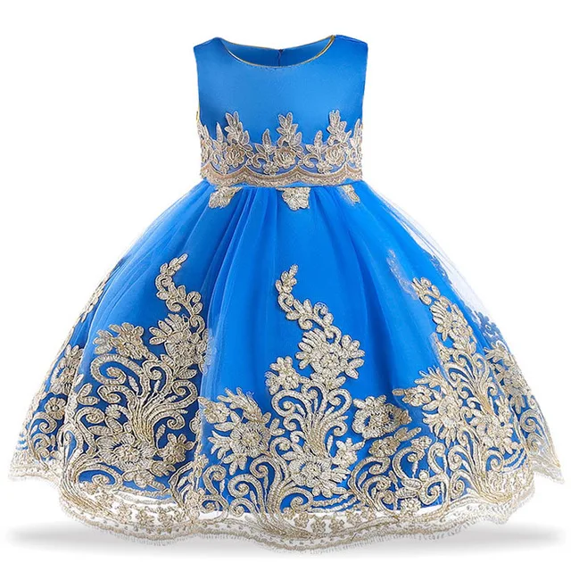 Вечерние платья с вышивкой для девочек; элегантное платье принцессы для малышей; платье на год; детское вечернее платье для выпускного вечера; детское школьное свадебное платье - Цвет: as picture