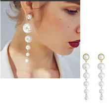 Макси корейский жемчуг серьги длинные заклепки Серьги с жемчугом модные золотые Висячие серьги для Для женщин jewelry duftgold