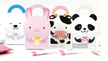 

9*6*18cm Baby Shower Birthday Party Cute Gift Box Candy Cookie Bags Bear Rabbit Candy Box 100pcs/lot