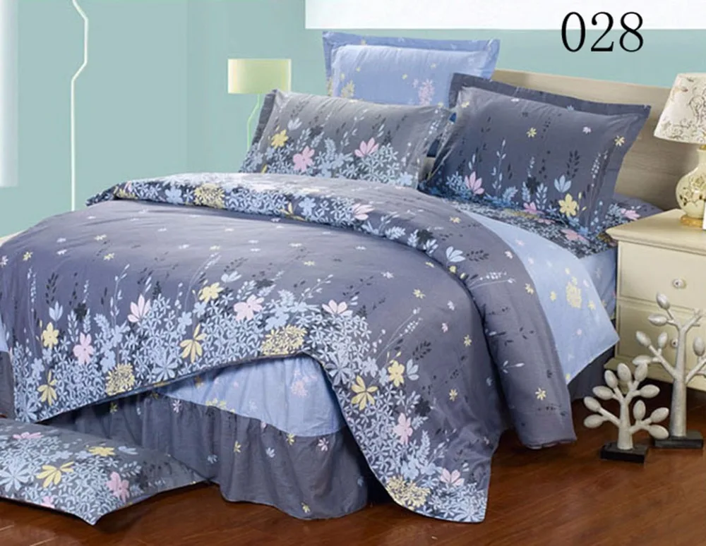 Cotton Bed Skirt 4pcs Bedding Set Bed Skirt Duvet Cover ...
