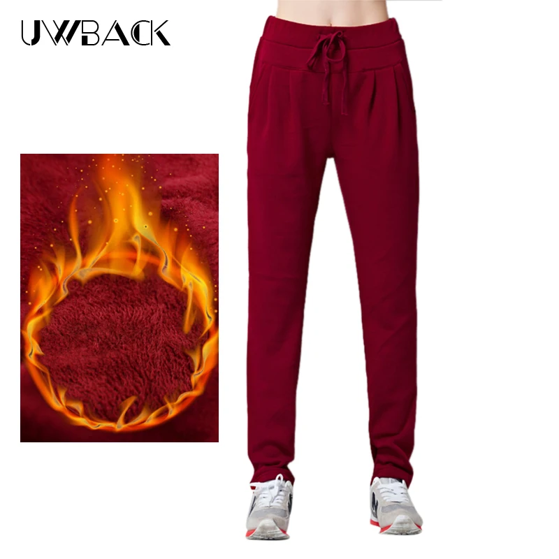 

Uwback Women Harem Pants Winter Fleece Trousers Female Velvet Pants Thermal Thick Leggings Casual Plus Size Pants Plush, EB398