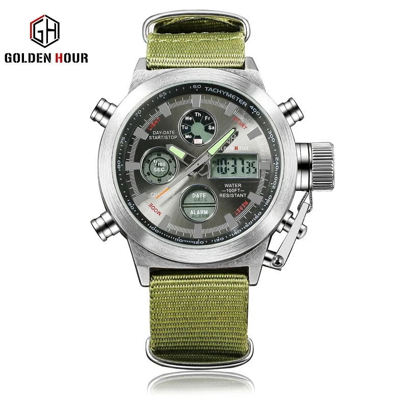 fashion brand men sports watches with nylon strap digital