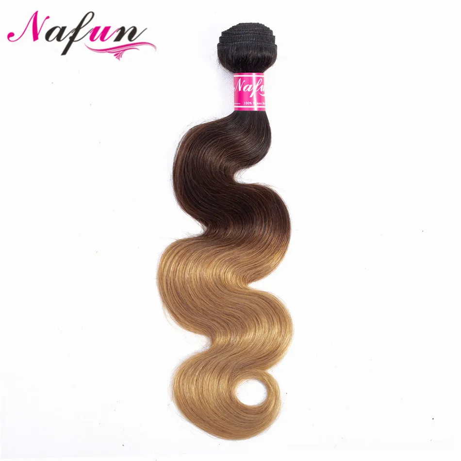 NAFUN объемные волнистые Омбре волосы, пряди, бразильские не Реми человеческие волосы для наращивания, 1 шт., можно купить 3 или 4 пряди, вплетаемые волосы - Цвет: T1B/4/27