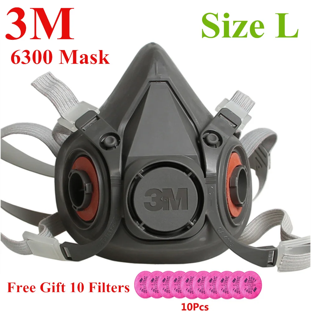 

3M 6300+10pcs 2091 KN95 Dust Mask Respirator Headset Anti-particulate Filters Anti-Dust Mask Anti-fog Haze PM2.5 Protective Mask