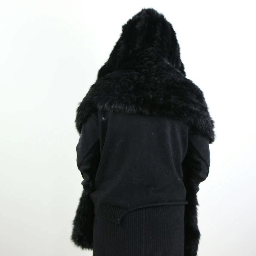 Обертывания из натурального Лисьего меха женские зимние шарфы Кашемировый Шарф пончо теплая Стильная накидка с карманом отстегивающаяся H315-01 с капюшоном