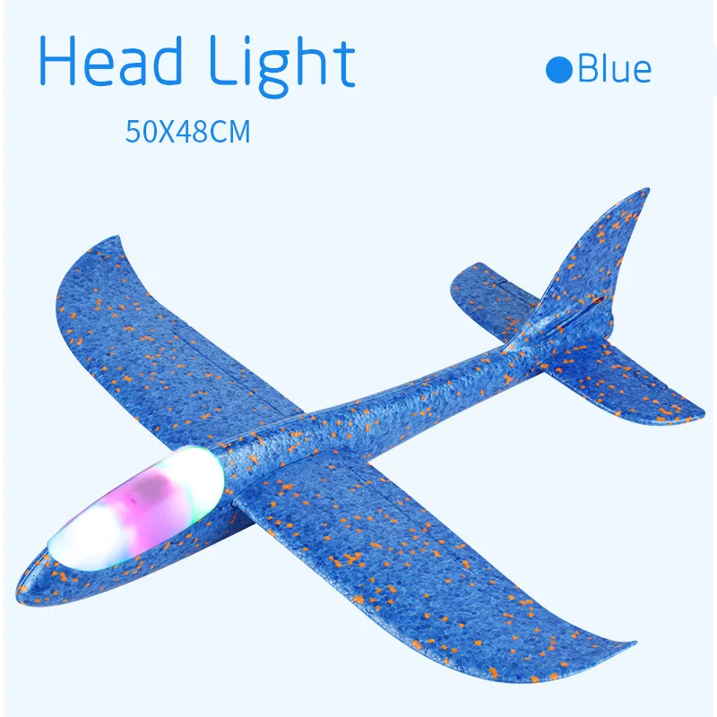 Head Light-Blue EPP пенный самолет ручной бросок самолет Запуск планер самолет 48 см модель самолета наружные игрушки для детей - Цвет: Head Light-Blue