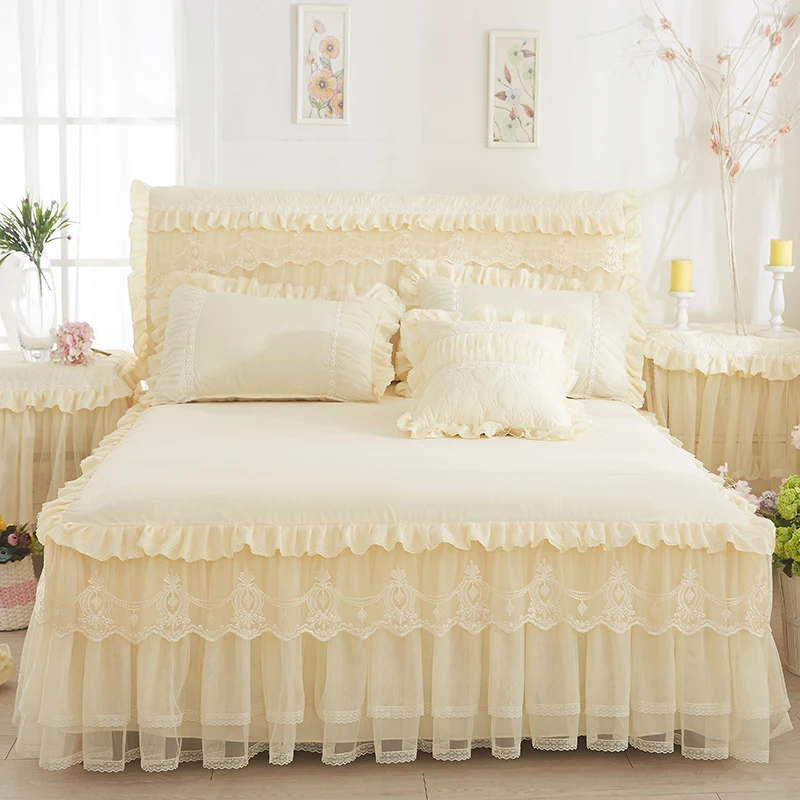 1 шт. топ-кровать и 2 шт. наволочки комплект постельного белья Кровать для принцессы льняная пустая для девочек постельное белье большого размера/queen - Цвет: Beige