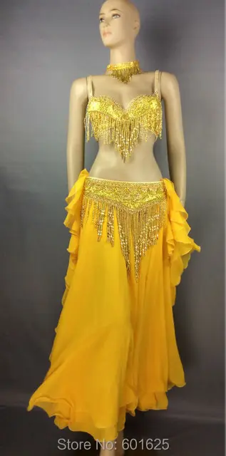 Exquisito Conjunto de danza del vientre 4 piezas  oro y plata - Imagen 2