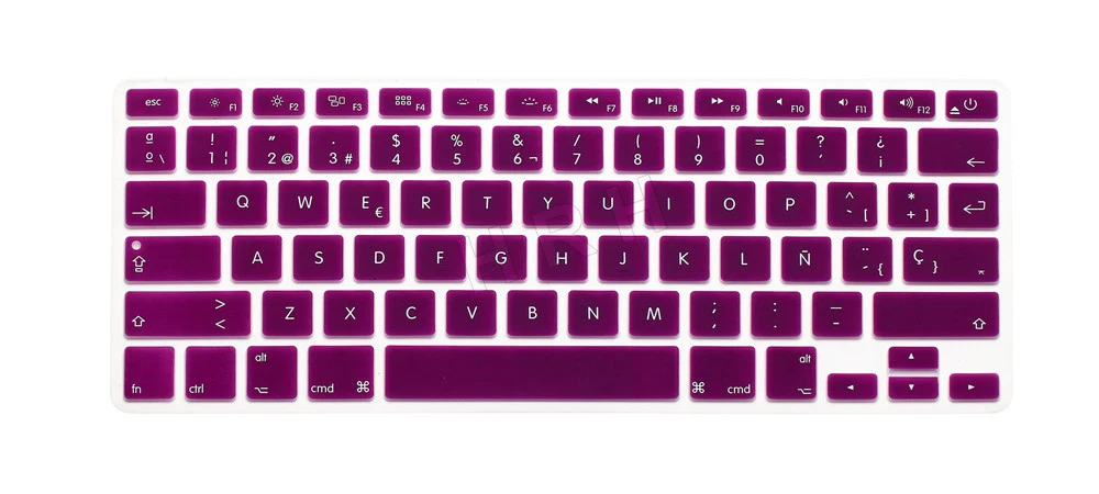 HRH 50X испанский Тонкий силиконовый чехол для клавиатуры защитная пленка протектор для MacBook Pro Air retina 13 15 17 Версия США - Цвет: Purple