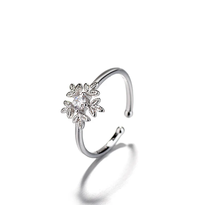 

Fashion Rhinestone snowflake opening ring female index finger zircon resizable ring wholesale children accessories women jewelry