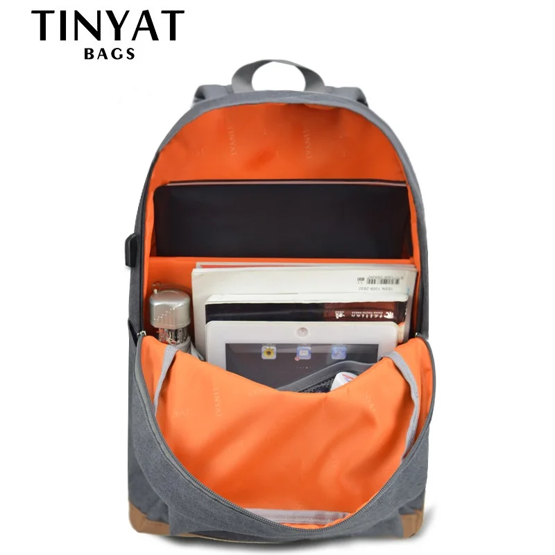 TINYAT hombres 15 pulgadas portátil mochilas para computadora hombre mochilas de ocio para Adolescente de hombro Mochila gris TINYAT hombres 15 pulgadas portátil mochilas para computadora hombre mochilas de ocio para Adolescente de hombro Mochila gris
