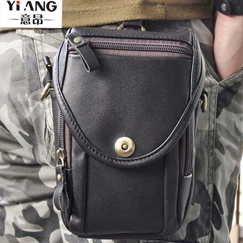

Men Crazy Horse Cowhide Leather Vintage Messenger Bag Belt hook Waist Bag Bum Mobile Cell Phone Case Belt Purse Pouch Fanny Pack