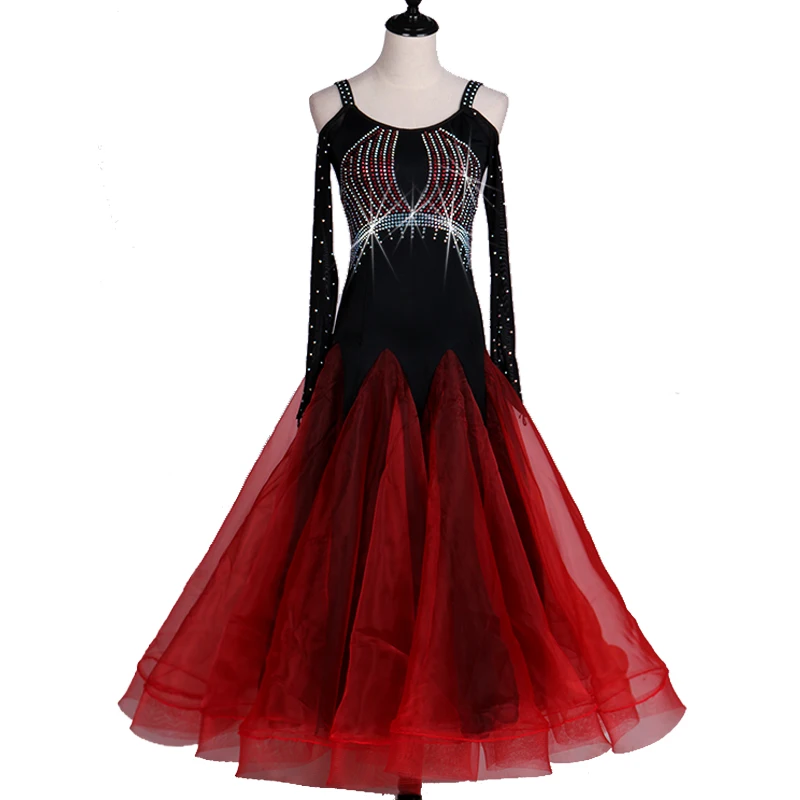 Elegant Womens Ballroom Dance Dresses Long Sleeve Standard Professional Modern Tango Dancing Costumes Festival Clothing BL1408 |
