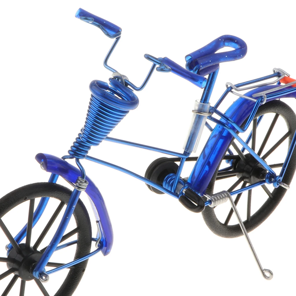 1:10 Aluminum Bike Model Bicycle with Basket Handicraft Toy Blue Diecast Bicycle Bike Toy Handicraft Bike Model