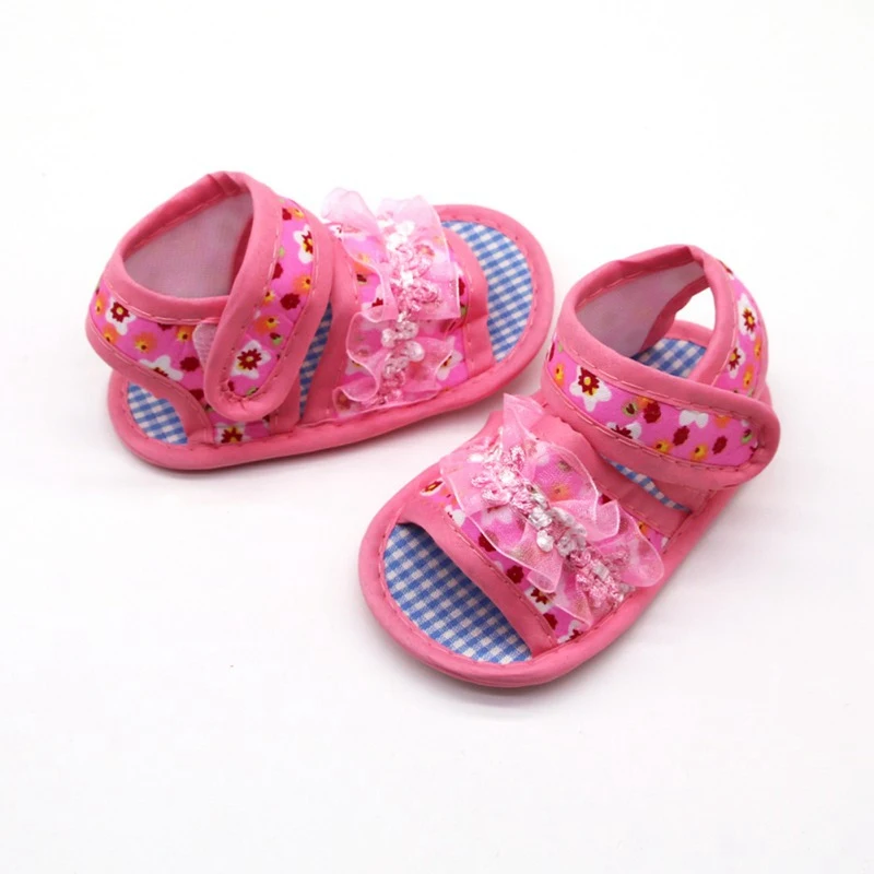 Летние сандалии для младенцев для маленьких девочек и мальчиков; платье принцессы с цветочным рисунком, босоножки, детская обувь хлопковая одежда, костюм с цветочным принтом, пляжная обувь