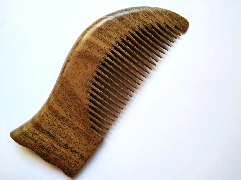 Natural Wood Green Sandalwood Handle Comb Pocket Size Fine teeth Beard Comb Wholesale Hair/Beard