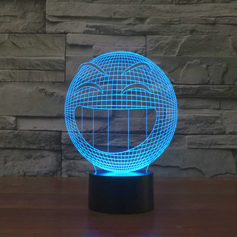 7 Glowing Colors LED Night Light 3D Illusion Smile Emjoy Table Lamp