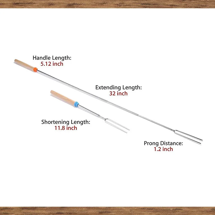 5 шт./компл. вилки для барбекю кемпинг костер нержавеющая сталь деревянная рукоятка телескопическая барбекю вилка для обжарки палочки шпажки вилки для барбекю