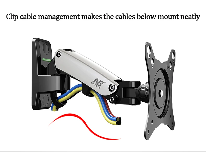 NB F120 ТВ монитор Настенный кронштейн 17-2" газовая пружина полный движения шарнирный Поворотный ЖК-монитор держатель алюминиевый кронштейн