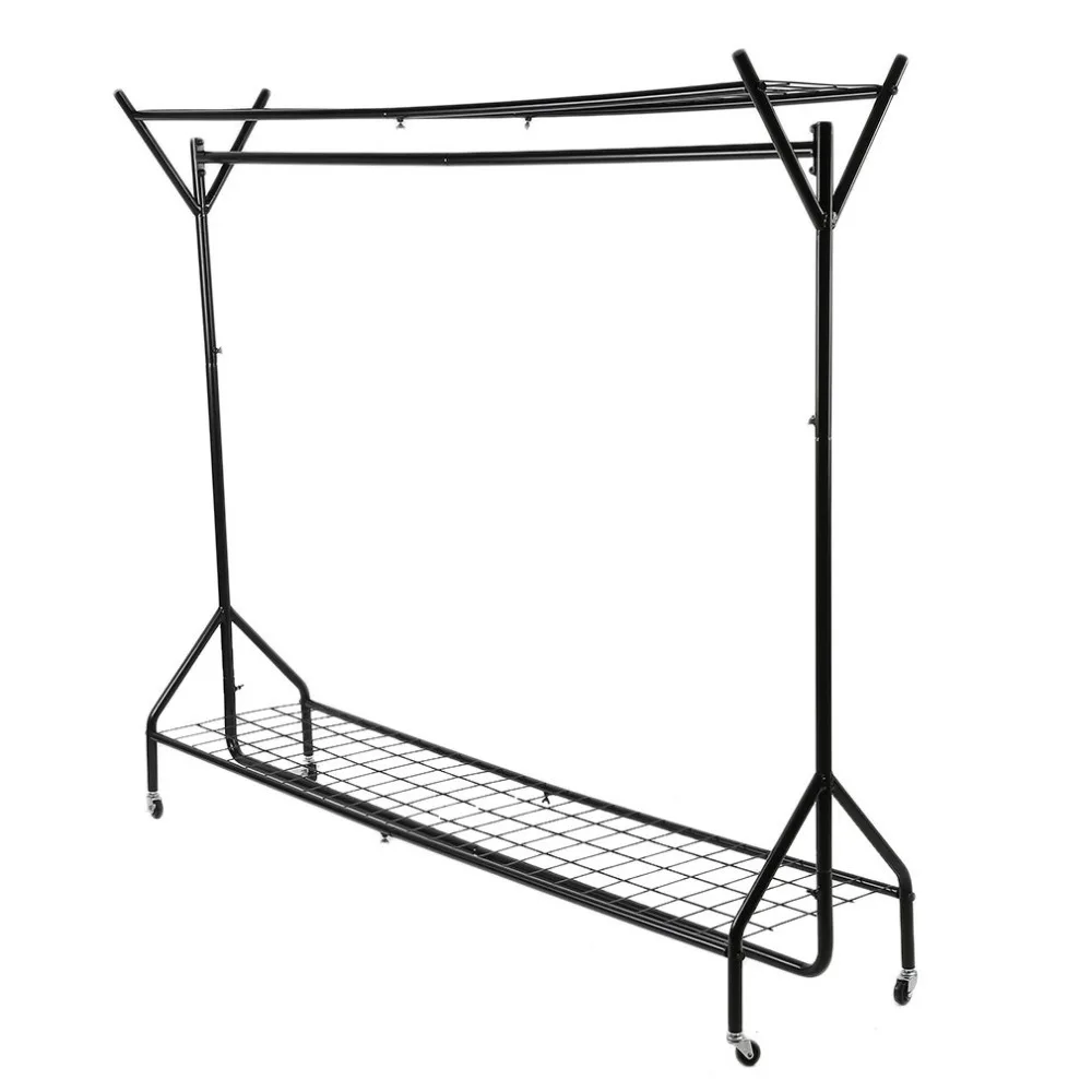 

5ft Multifunctional Hanging Clothes Storage Hangers Garment Rail With Shoe Rack Shelf And Hat Display Stand Ship From Germany
