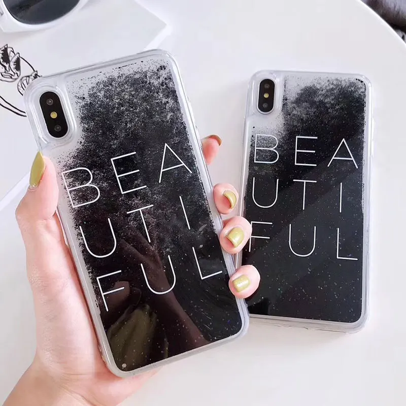 

Luxury Flowing Quicksand Soft Cover Case for iPhone X XR XS Max Liquid Phone Cases For iphone 6 6S 7 8 Plus X Back Shell Black