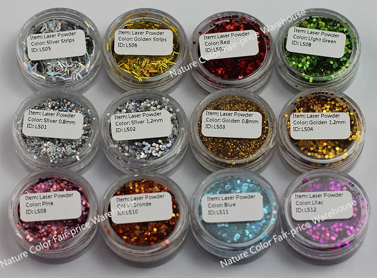 Лазерная блестка Шестигранная блестящая пудра для дизайна ногтей украшения из