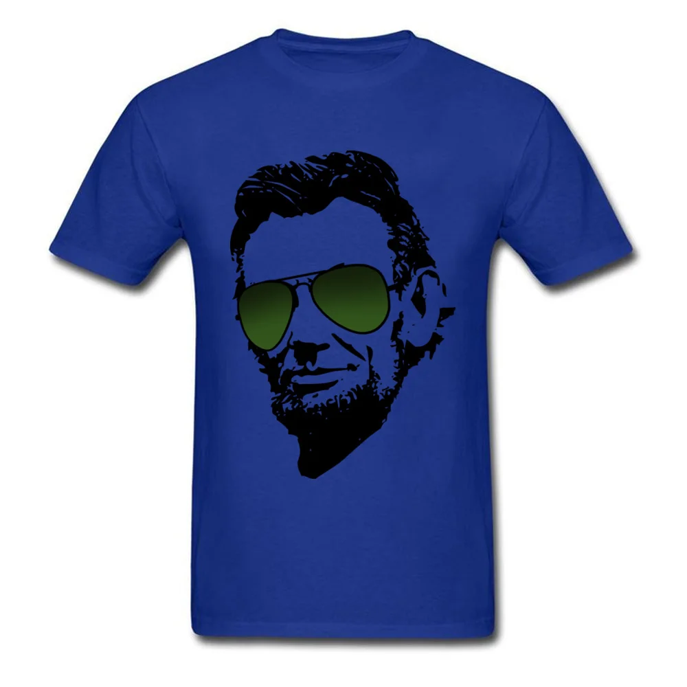 Normal Cool Abe Lincoln in aviators Men T-Shirt Fashionable Lovers Day Short Sleeve Crew Neck Cotton Tops & Tees Tee Shirt Cool Abe Lincoln in aviators blue