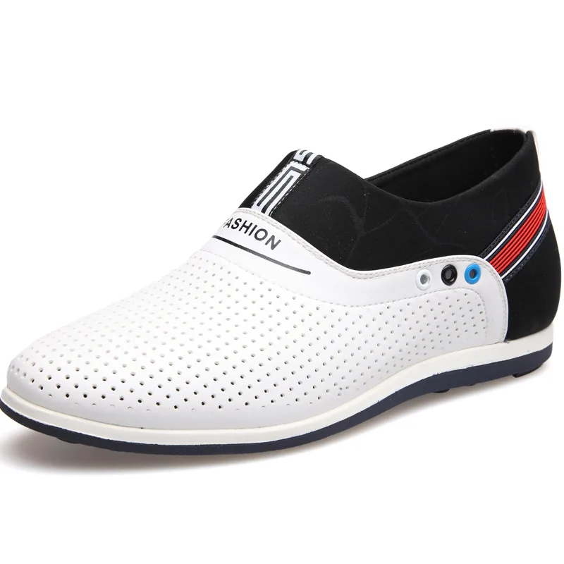 

6CM Height Increase Men Walking Shoes Cut-outs Breathable Soft Soles Comfortable Summer Men Shoes Slip-on Sneakers