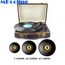 MPooling Bluetooth Портативный проигрыватель 33/45/78 оборотов в минуту, LP Виниловый проигрыватель Встроенные динамики разъём подачи внешнего сигнала Aux-in RCA линейный выход с ременным приводом