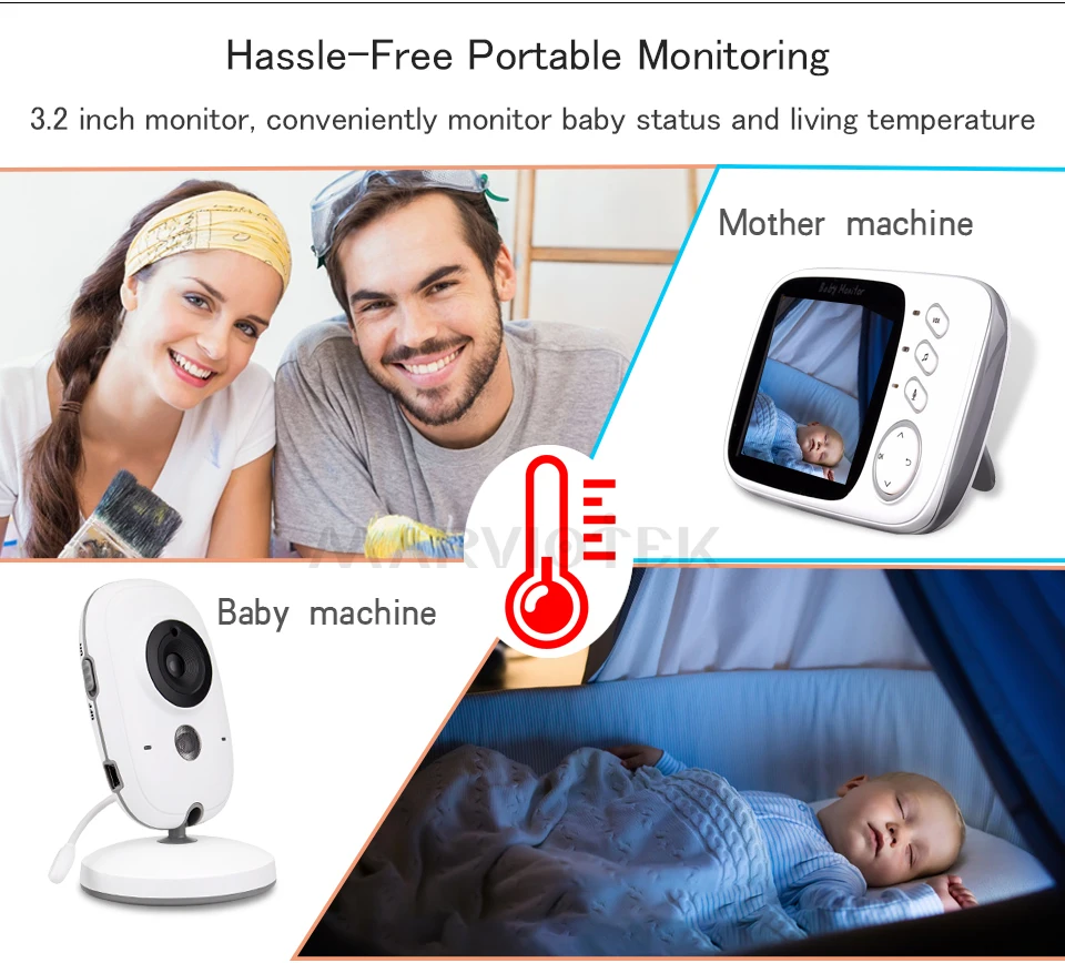 3,2 дюймов Беспроводной Детский монитор видео цвет VB603 Высокое разрешение детская няня камера безопасности ночное видение контроль температуры