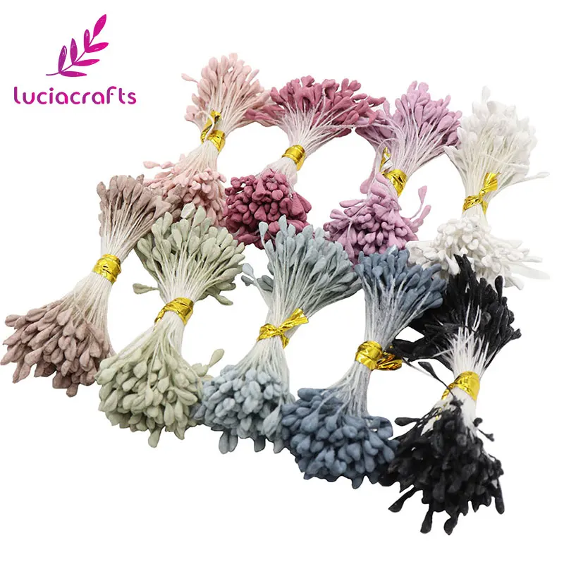 Lucia crafts 900 шт./лот 3 мм Смешанные 9 цветов матовый двойной цветок с головками stamen pistil торт украшения для самодельного изготовления C1203