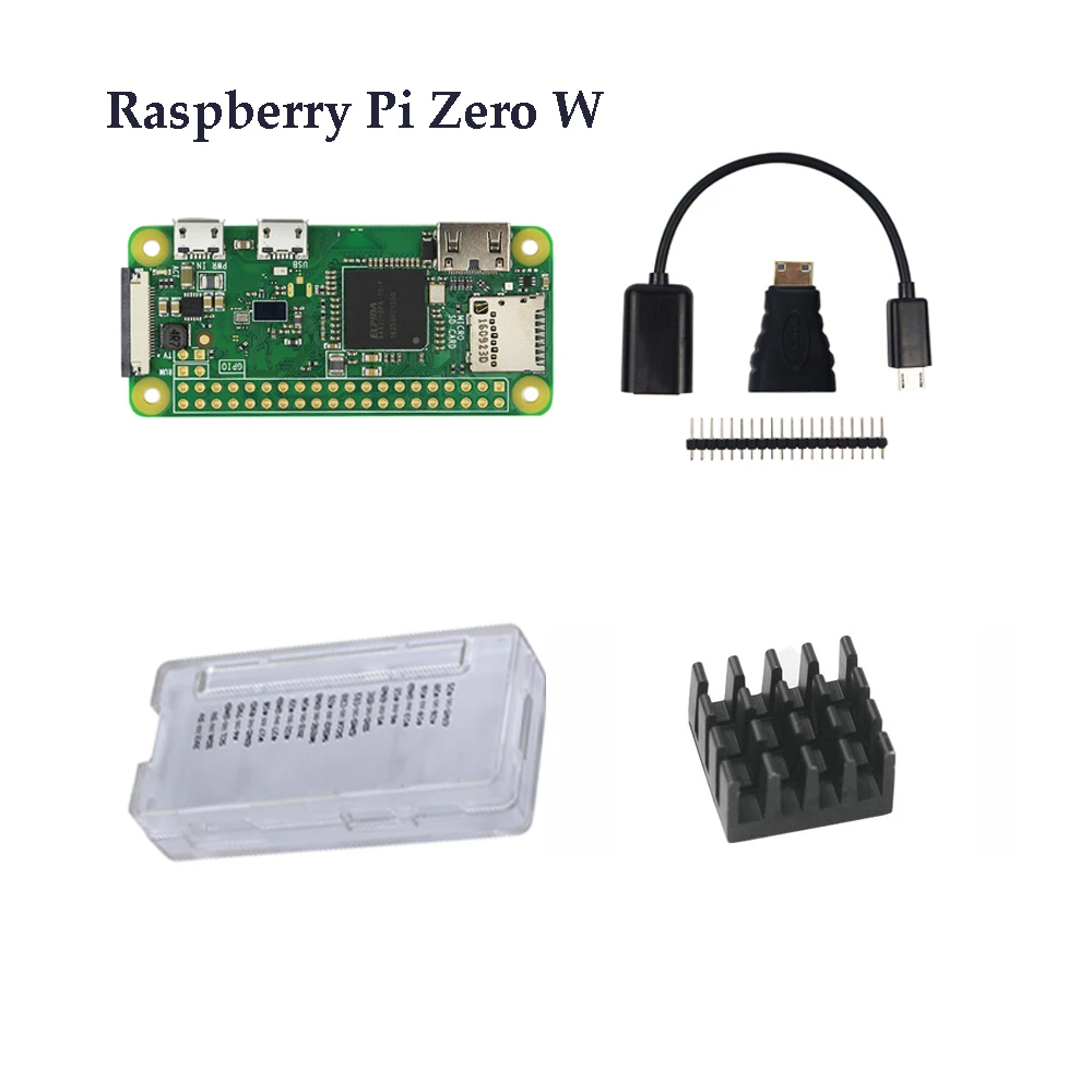 Raspberry Pi Zero W стартовый комплект RPi Zero 1,3 Zero W плата+ 16G карта+ адаптер питания+ ABS чехол+ радиатор+ 3 в 1 комплект адаптеров