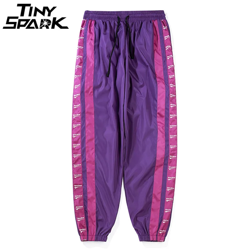 واسعة الجانب سراويل مخططة عداء ببطء الرجال المتناثرة Sweatpants الأزياء بناطيل كاجوال الهيب هوب السراويل الشارع الشهير المسار 2018 الصيف الخريف