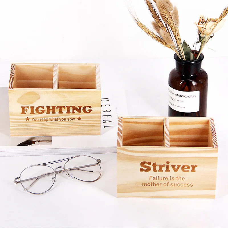 

1pcs 17262 and creative new products struggle wooden pen holder simple English pine square pen holder students