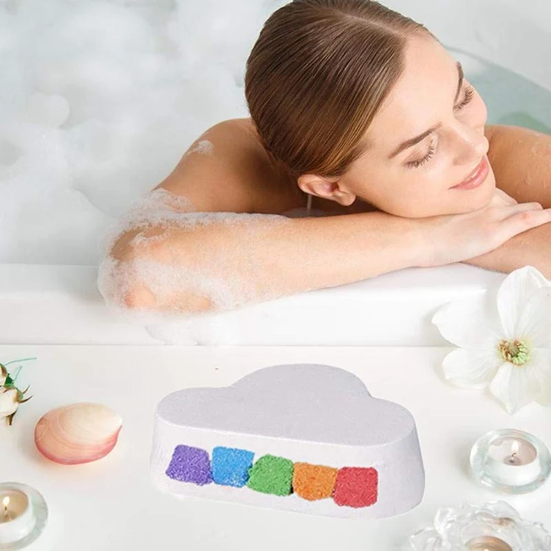 Красочные Радужные облака ванны соль мяч поплавок сброс воды красочные увлажняющие сухой кожи для спа