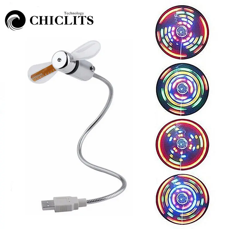 USB Fans Light LED Light Mini RGB Colorful USB Fan For PC Notebook