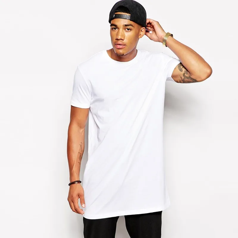 Брендовая мужская футболка, белая, длинная, в стиле хип-хоп, уличная одежда, мужская футболка, удлиненная, удлиненная, для мужчин, футболки - Цвет: Fashion White