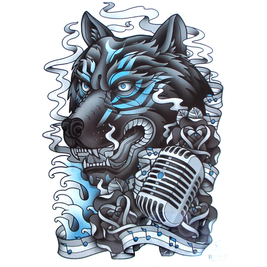 

Large Howl wolf Waterproof Temporary Tattoos fake tattoo Wolf Totem temporary body arts flash tattoo men Taty tatoo xha