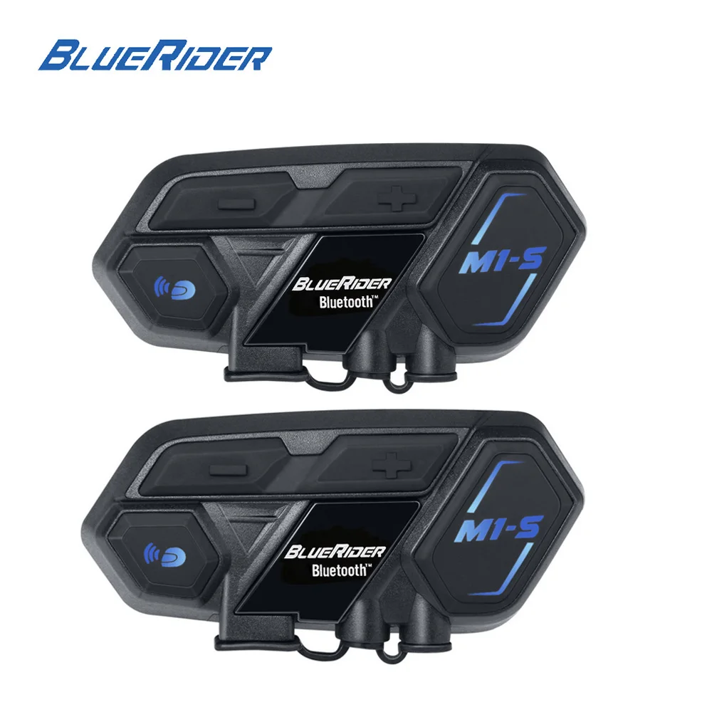 

Pair of M1-S Motorcycle Intercom 4000m Bluetooth Moto Helmet Interphone Headset Voice Command Input Echo Noise Cancellation